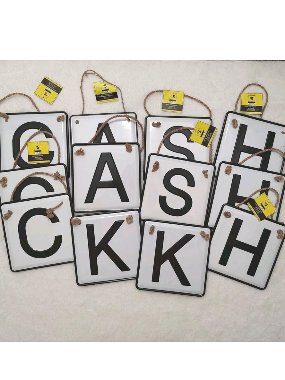 12 Metal Monogram Letter Signs Rustic Farmhouse Wall Decor Black White A C H K S
